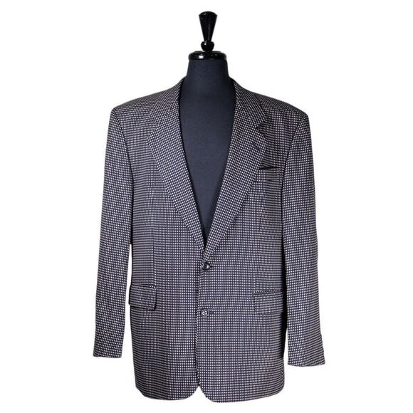 Hugo Boss Loro Piana Mens Blazer 40R Blue Beige Check Wool Sport Coat Jacket